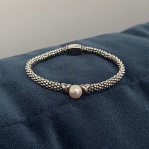 Lagos Caviar Beaded 925 Sterling Silver
& Pearl Bracelet